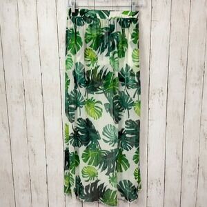 No Boundaries Junior's Tropical Maxi Skort Green Palm Print Boho Size Small 3-5
